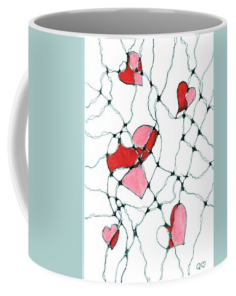 Hearts Coffee Mug featuring the drawing Neurographic hearts by Quwatha Valentine
