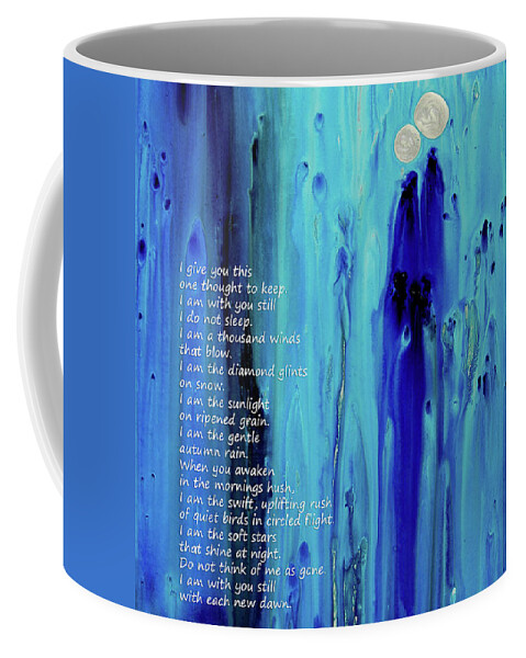 Blue Coffee Mug featuring the painting Never Alone by Sharon Cummings