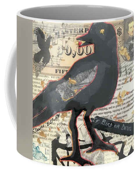 Poe Coffee Mug featuring the painting Nevermore by Elaine Elliott