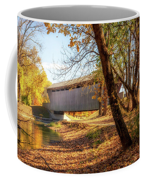 New Brownsville Covered Bridge Coffee Mug featuring the photograph New Brownsville Covered Bridge - Columbus, IN by Susan Rissi Tregoning