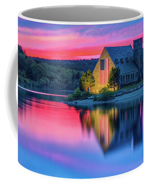 Old Stone Church Coffee Mug featuring the photograph New England Sunset Colors at the Old Stone Church by Juergen Roth