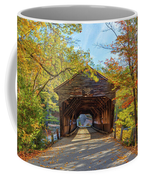 Albany Covered Bridge Coffee Mug featuring the photograph New Hampshire Fall Foliage at the Albany Covered Bridge by Juergen Roth