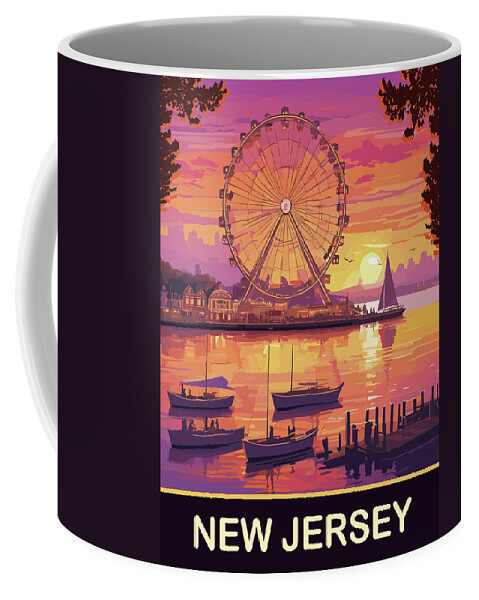 New Jersey Coffee Mug featuring the digital art New Jersey, Atlantic Coast by Long Shot