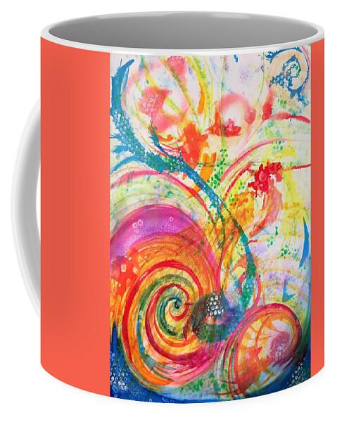 Rainbow Coffee Mug featuring the painting New Universe by Deb Brown Maher