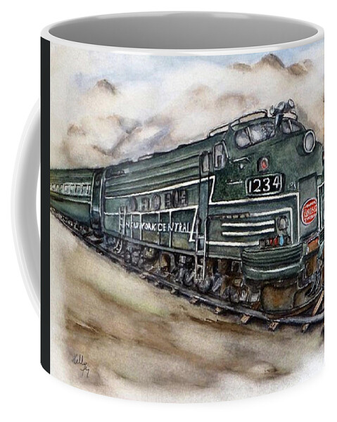 New York Central E-8aa Train Coffee Mug featuring the painting New York Central Train by Kelly Mills