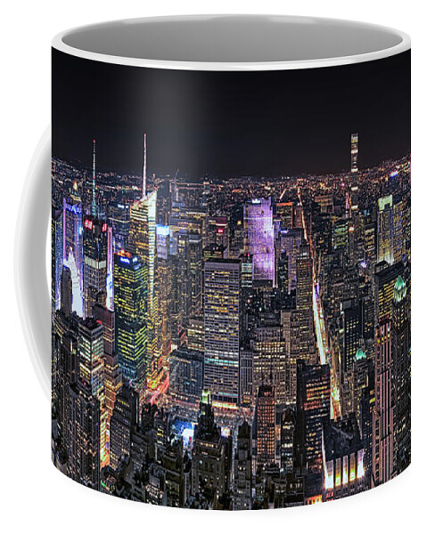 Empire State Coffee Mug featuring the photograph New York City at Night from Empire State Bldg by Kenneth Everett