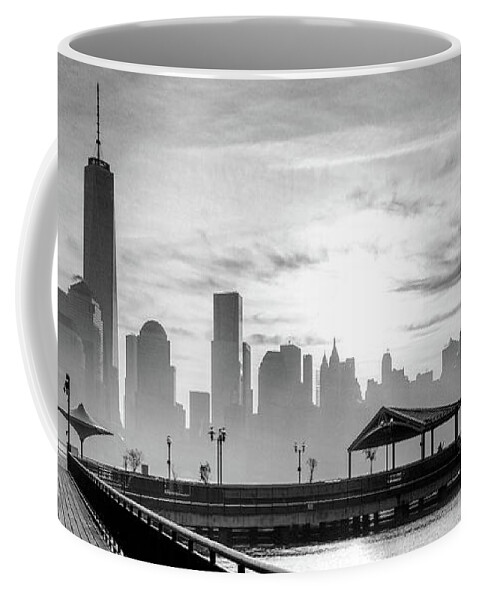 New York City Skyline Jersey City View Black and White by Christopher Arndt