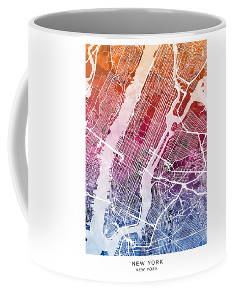 New York Coffee Mug featuring the digital art New York City Street Map #49 by Michael Tompsett