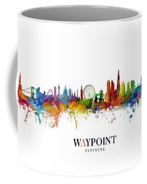  Coffee Mug featuring the digital art New York, London and Edinburgh Skylines CUSTOM Mashup by Michael Tompsett