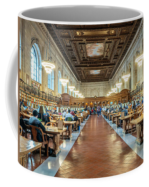 New York Public Library Coffee Mug featuring the photograph New York Public Library - Rose Main Reading Room by Sandi Kroll