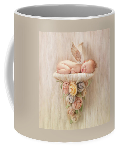 Angel Coffee Mug featuring the photograph Newborn Angel with Roses by Anne Geddes