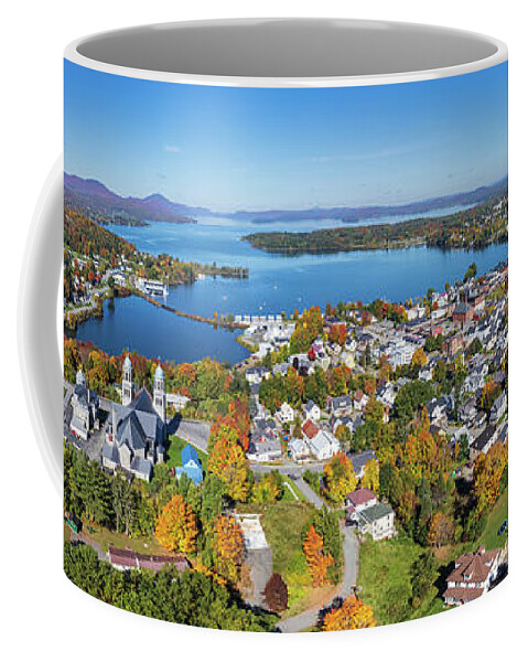 Fall Foliage 2021 Coffee Mug featuring the photograph Newport, VT With Lake Memphremagog Panorama by John Rowe