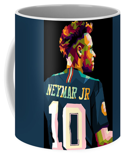 Neymar Coffee Mug featuring the drawing Neymar From Back by Hendris Juven