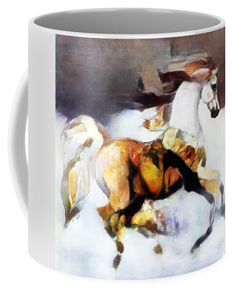 Equestrian Art Coffee Mug featuring the digital art NFT Cantering Horse 006 by Stacey Mayer by Stacey Mayer