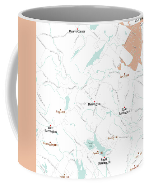 New Hampshire Coffee Mug featuring the digital art NH Strafford Barrington Vector Road Map by Frank Ramspott