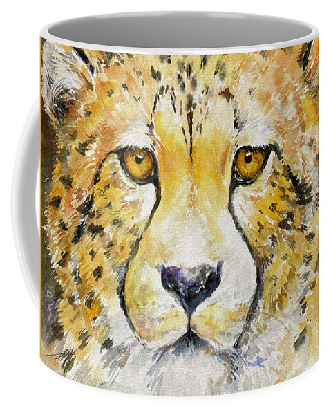Cheetah Coffee Mug featuring the painting Nigel the Cheetah by Arti Chauhan