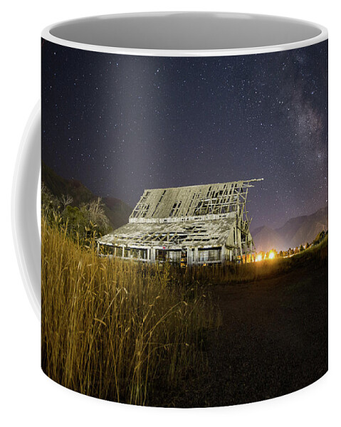 Barn Coffee Mug featuring the photograph Night Barn by Wesley Aston