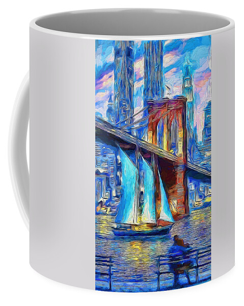 Paint Coffee Mug featuring the painting Night come to NY by Nenad Vasic