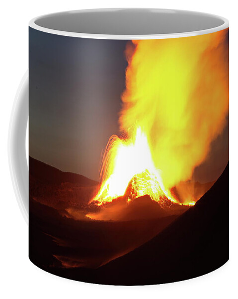 Volcano Coffee Mug featuring the photograph Night fire #3 by Christopher Mathews