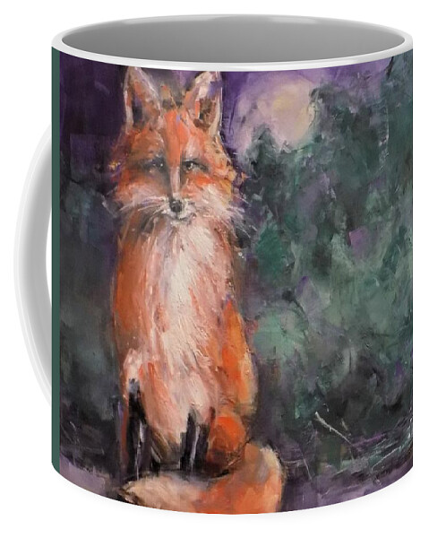 Fox Coffee Mug featuring the painting Night Moves by Dan Campbell