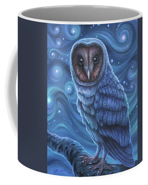 Owl Coffee Mug featuring the painting Night Owl by Lucy West