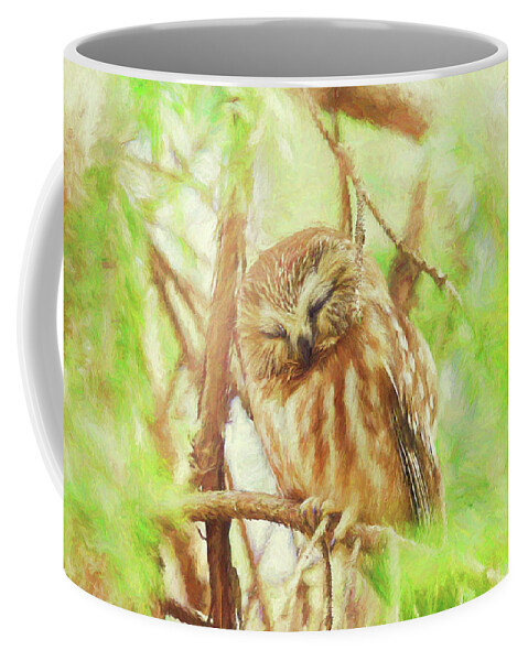 Spring Coffee Mug featuring the photograph Night Owl Painterly Version 1 by Carrie Ann Grippo-Pike