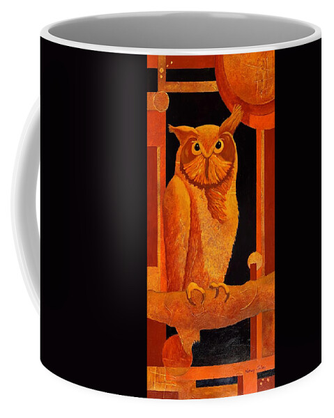 Owl Coffee Mug featuring the painting Night Watch by Nancy Jolley