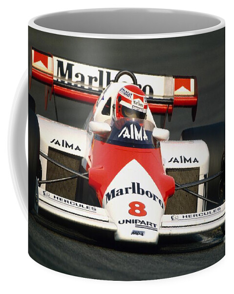 Niki Lauda Coffee Mug featuring the photograph Niki Lauda. 1984 Dutch Grand Prix by Oleg Konin