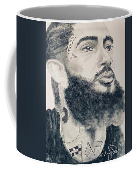  Coffee Mug featuring the painting Nip$$ey by Angie ONeal