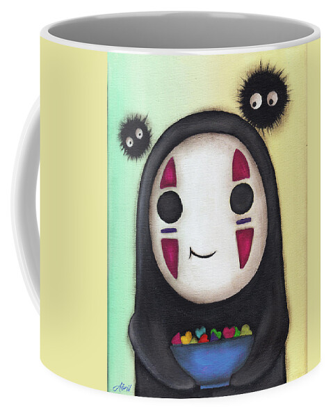 No Face Coffee Mug featuring the painting No Face Offering by Abril Andrade