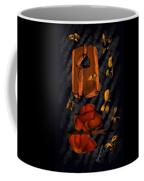 Yellow Coffee Mug featuring the digital art No return by Ljev Rjadcenko