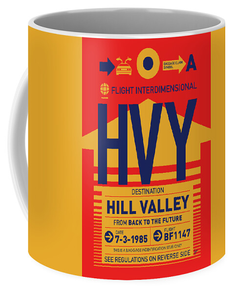 Back Coffee Mug featuring the digital art No006 MY Hill Valley Luggage Tag Poster by Chungkong Art