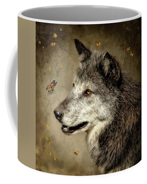 Wolf Coffee Mug featuring the digital art Noble by Maggy Pease