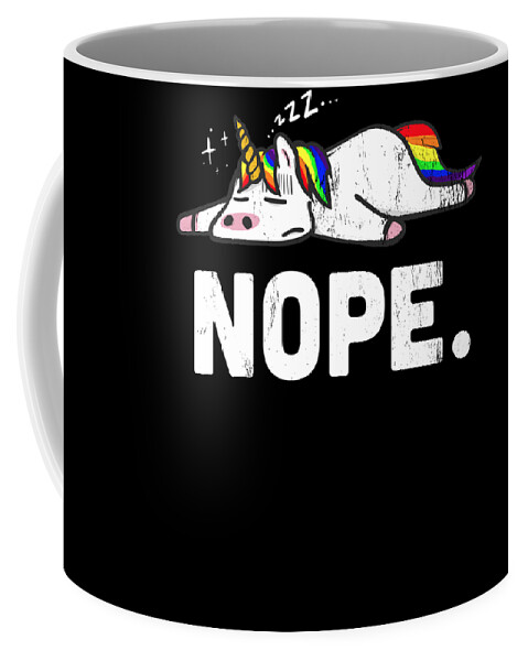 Nope Not Today Funny Lazy Sleepy Unicorn Tee Coffee Mug by Noirty Designs -  Pixels