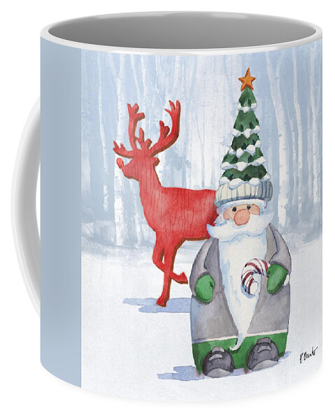 Watercolor Coffee Mug featuring the painting Nordic Gnomes II by Paul Brent