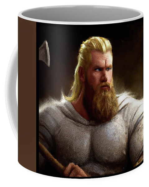 Norse Coffee Mug featuring the mixed media Norse Warrior 3 by Shawn Dall