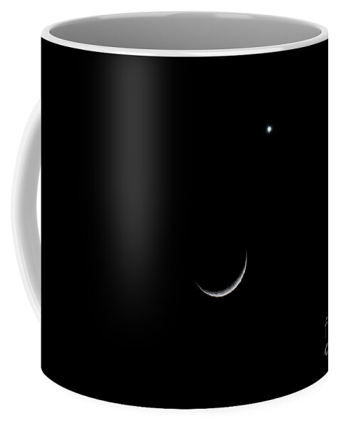 Moon Coffee Mug featuring the photograph North Star over Crescent Moon by Dale Powell