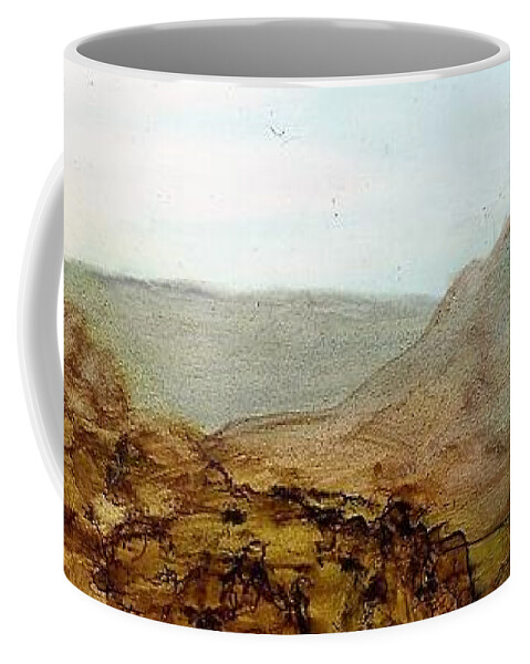 Alcohol Ink Coffee Mug featuring the painting North through the canyon by Angela Marinari