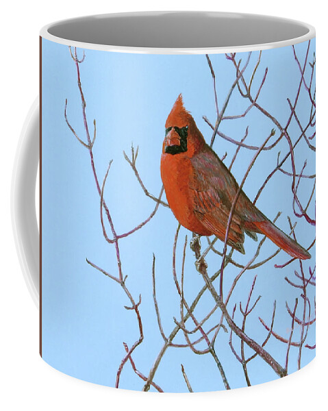 Cardinal Coffee Mug featuring the painting Northern Cardinal in Red Osier by Barry Kent MacKay