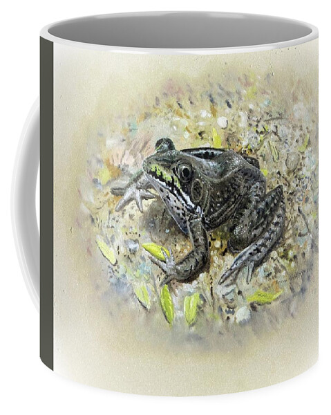 Green Frog Coffee Mug featuring the painting Northern Green Frog by Barry Kent MacKay