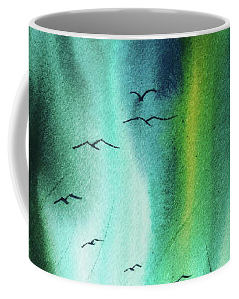 Northern Lights Coffee Mug featuring the painting Northern Lights - Aurora Borealis by Catherine Ludwig Donleycott