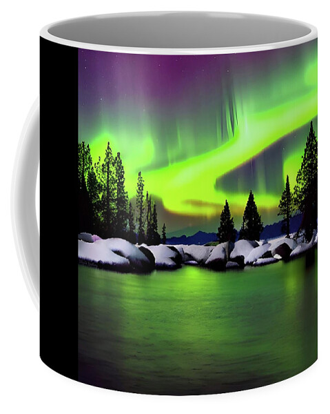 Aurora Coffee Mug featuring the digital art Northern Lights No.20 by Fred Larucci