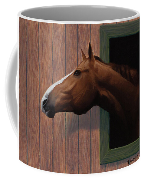 Animal Coffee Mug featuring the painting Nosing Around by Timothy Stanford