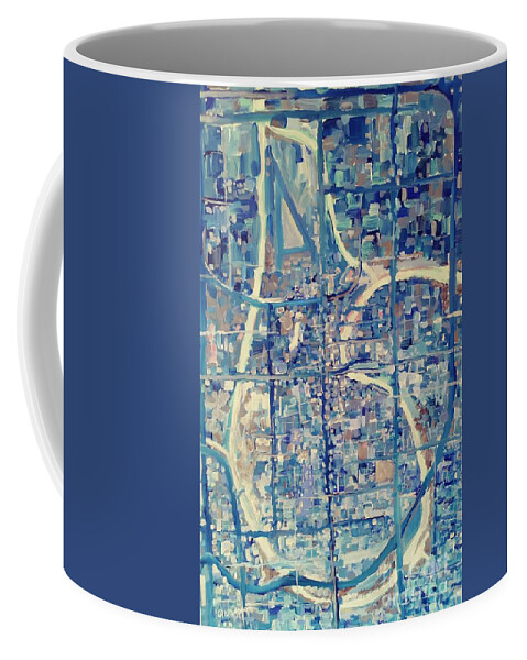 Map Coffee Mug featuring the painting Not a Map, Blue by Rodger Ellingson