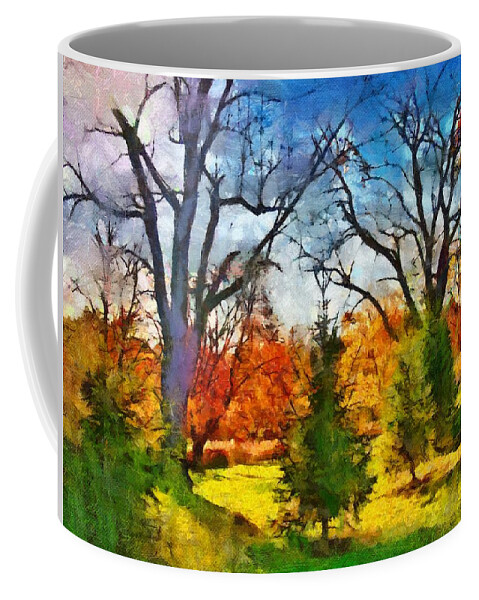 Autumn Coffee Mug featuring the mixed media November Field by Christopher Reed