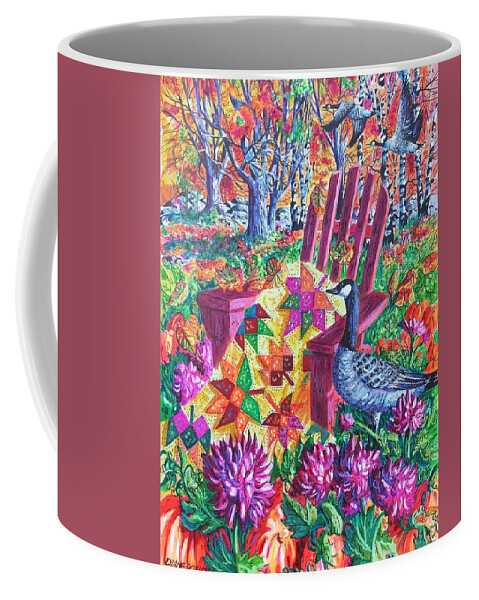 Autumn Coffee Mug featuring the painting November Quilt by Diane Phalen