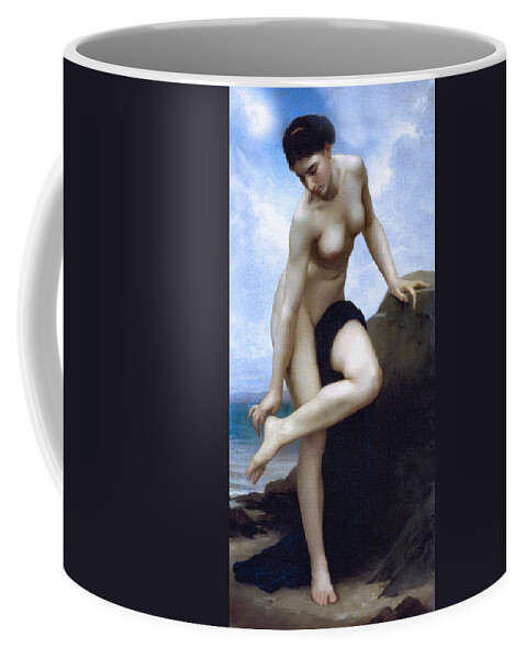 Nude By The Sea Coffee Mug featuring the painting Nude By The Sea by Georgiana Romanovna