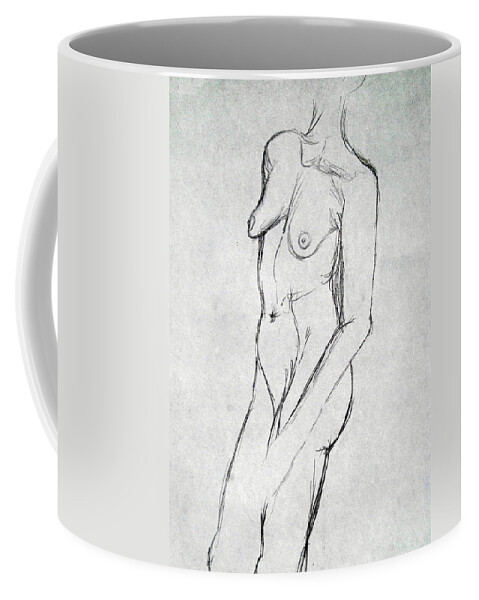 Nude Coffee Mug featuring the drawing Nude Gestural by Angela Murray