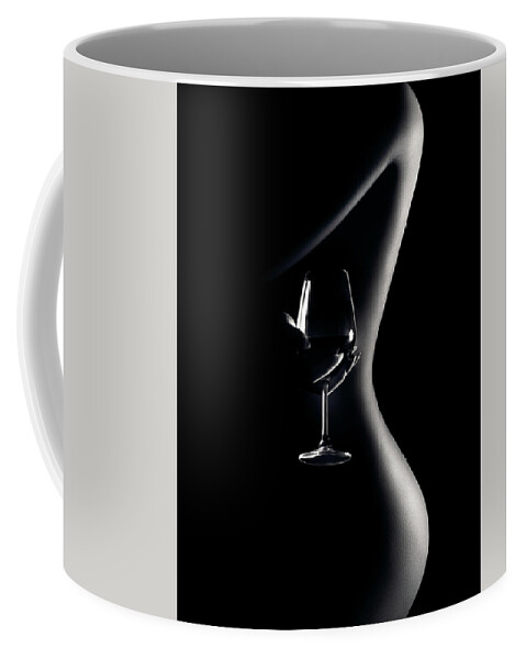 Woman Coffee Mug featuring the photograph Nude woman red wine 3 by Johan Swanepoel