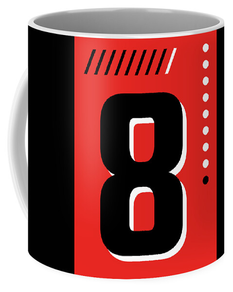 Eight Coffee Mug featuring the mixed media Number Eight - Pop Art Print - Red by Studio Grafiikka
